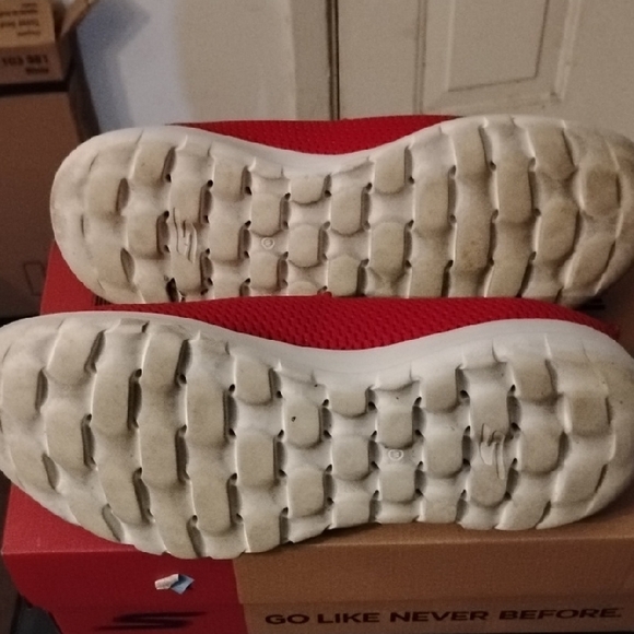 Skechers Women's Red Mesh Slip-On Sneakers - Picture 3 of 8